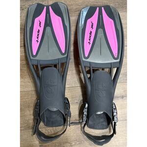 ScubaPro Jet Sport Fins Size Medium‎ Pink Adjustable Strap Water Sports Diving